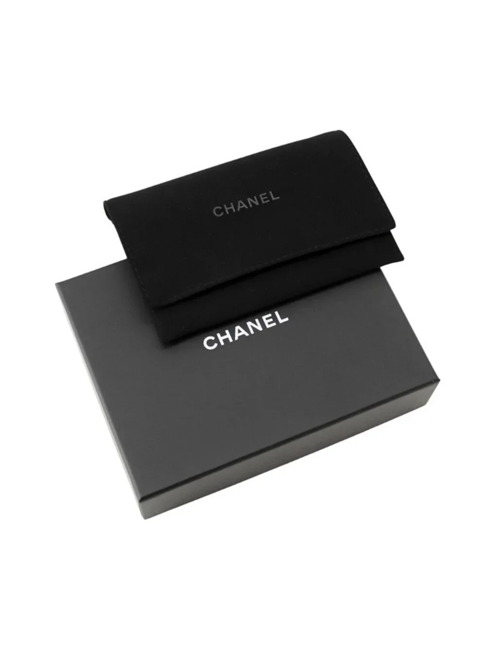 Chanel Coin Purse Quilted CC Logo Caviar Leather Wallet Black